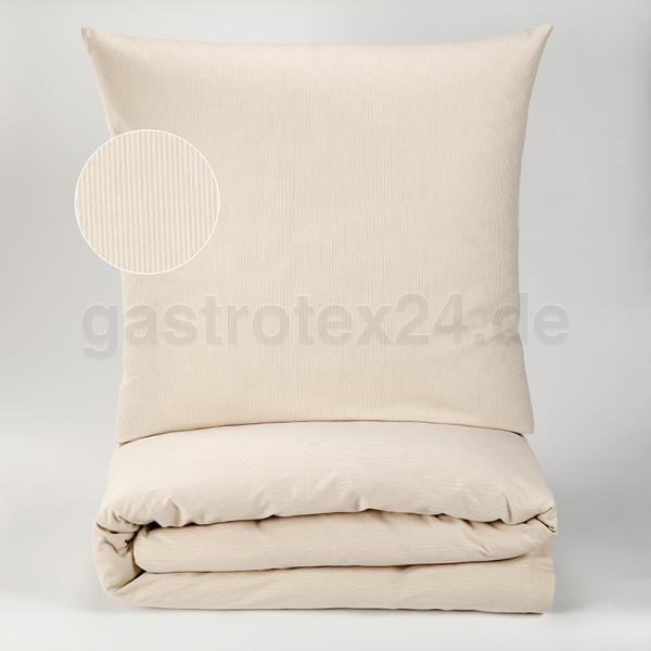 zweifarbig gestreifte Hotel-Bettwäsche "Zürich" beige/weiß mit Hotelverschluß